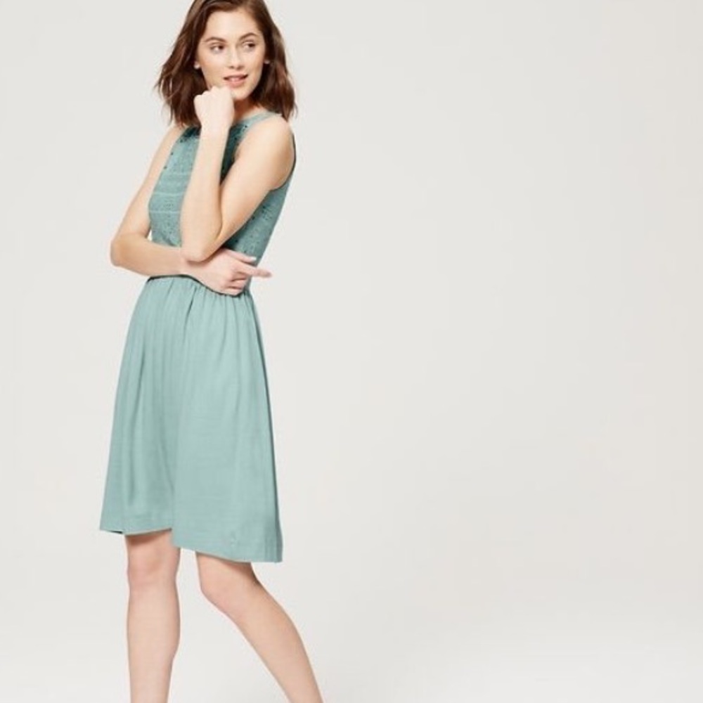 ✨FINAL SALE ✨LOFT MINT EYELET DRESS